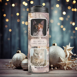 Gepersonaliseerde Huisdieren Fotocollage Kerstmis Thermosbeker