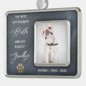 Gepersonaliseerde huisdierherdenking huisdier verl verzilverd omlijst ornament (Links)