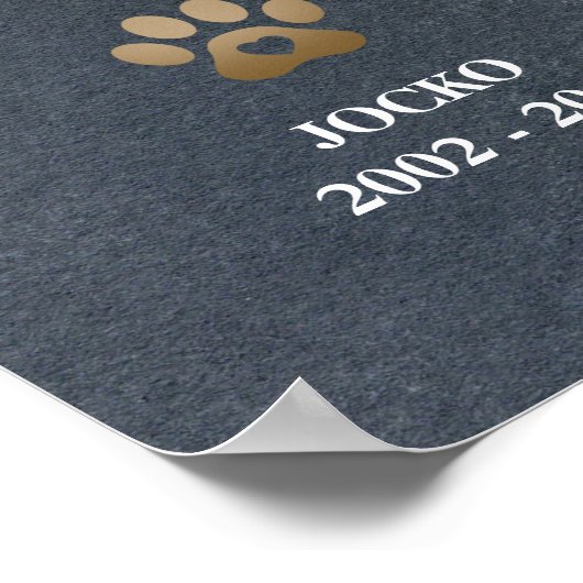 Gepersonaliseerde huisdierherdenking Huisdierverli Poster (Hoek)