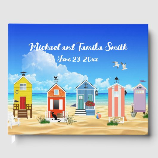 Gepersonaliseerde huizen op de beach Wedding Guest Gastenboek (Voorkant)