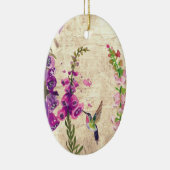 Gepersonaliseerde Hummingbird en Flowers Kerstmis Keramisch Ornament (Rechts)