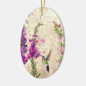 Gepersonaliseerde Hummingbird en Flowers Kerstmis Keramisch Ornament (Links)