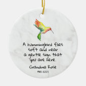 Gepersonaliseerde Hummingbird Gezegde Memorial Keramisch Ornament (Voorkant)