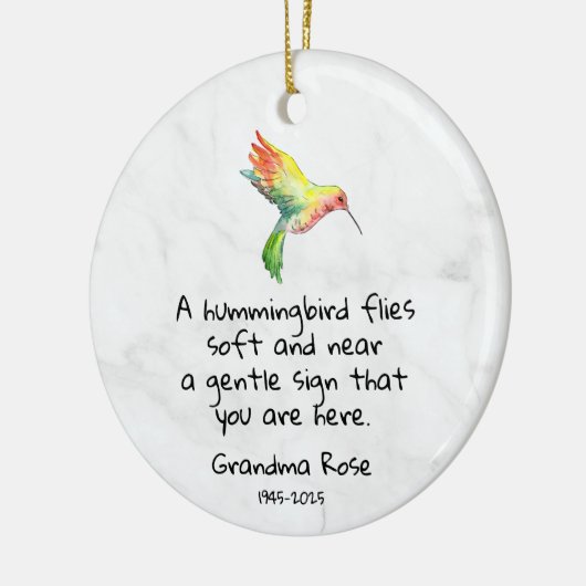 Gepersonaliseerde Hummingbird Gezegde Memorial Keramisch Ornament (Links)