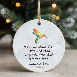 Gepersonaliseerde Hummingbird Gezegde Memorial Keramisch Ornament
