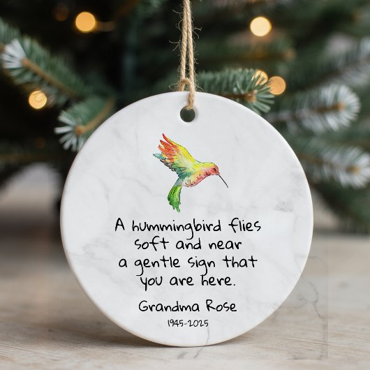 Gepersonaliseerde Hummingbird Gezegde Memorial Keramisch Ornament