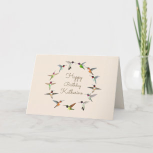 Gepersonaliseerde Hummingbird Happy Birthday Kaart