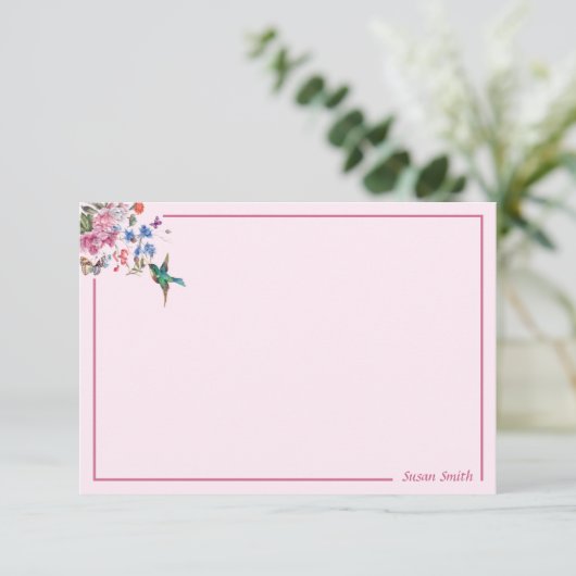 Gepersonaliseerde Hummingbird Note Cards 3.5 x 5 Notitiekaartje (Staand voorkant)