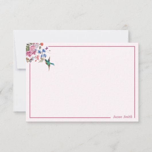 Gepersonaliseerde Hummingbird Note Cards 3.5 x 5 Notitiekaartje (Voorkant)