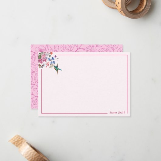 Gepersonaliseerde Hummingbird Note Cards 3.5 x 5 Notitiekaartje (Voorkant / Achterkant in situ)