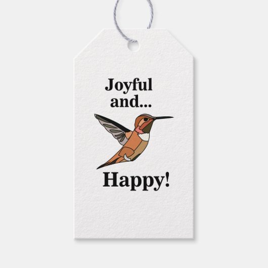 Gepersonaliseerde Hummingbird vreugdevolle gelukki Cadeaulabel (Voorkant)