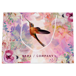 Gepersonaliseerde Hummingbird Waterverf Gift Bag Groot Cadeauzakje