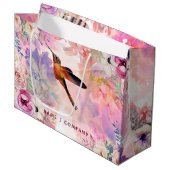 Gepersonaliseerde Hummingbird Waterverf Gift Bag Groot Cadeauzakje (Voorkant Gekanteld)