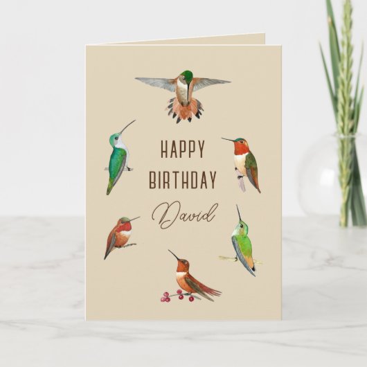 Gepersonaliseerde Hummingvogels Birthday Kaart (Voorkant)