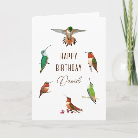 Gepersonaliseerde Hummingvogels Birthday Kaart (Voorkant)