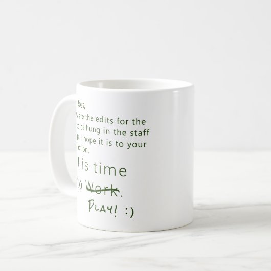 Gepersonaliseerde Humorous Kantoor Work Play Boss, Koffiemok (Voorkant links)