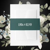 Gepersonaliseerde Hunter Green Minimal Script Wedd Uitnodigingen Wikkel