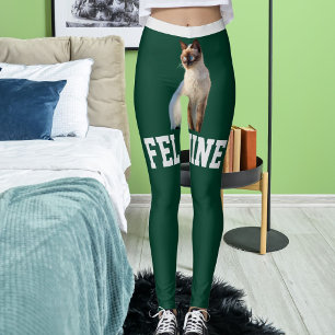 Gepersonaliseerde Hunter Green Siamese Kat Pet Fot Leggings