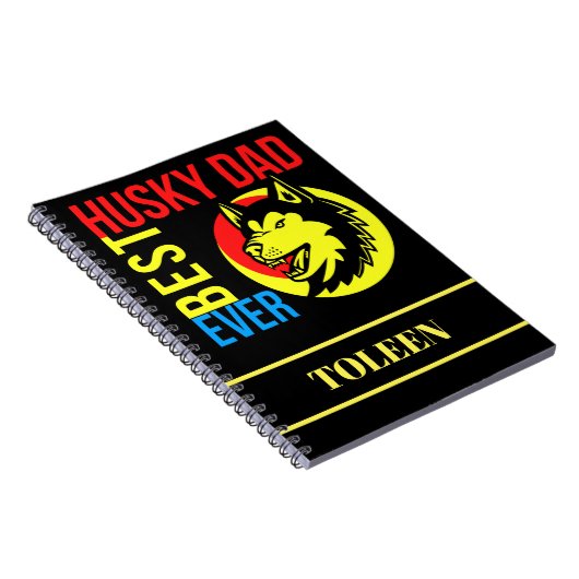 Gepersonaliseerde Husky Dad, Dog Dad Notitieboek (Rechterzijde)