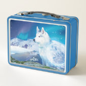 Gepersonaliseerde Husky hond met bergen (Achterkant)