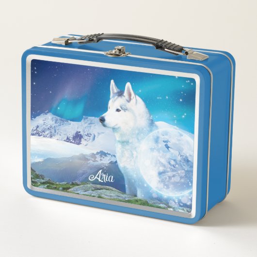 Gepersonaliseerde Husky hond met bergen (Voorkant)