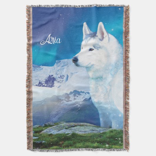 Gepersonaliseerde Husky hond met bergen Deken (Voorkant Verticaal)