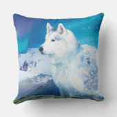 Gepersonaliseerde Husky hond met bergen Kussen (Achterkant)