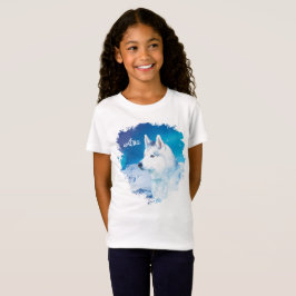 Gepersonaliseerde Husky hond met bergen T-shirt