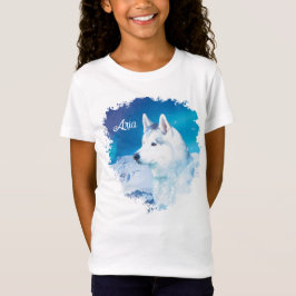 Gepersonaliseerde Husky hond met bergen T-shirt