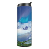 Gepersonaliseerde Husky hond met bergen Thermosbeker (Gedraaid links)