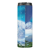 Gepersonaliseerde Husky hond met bergen Thermosbeker (Achterkant)