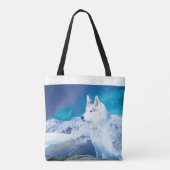 Gepersonaliseerde Husky hond met bergen Tote Bag (Achterkant)