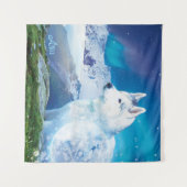 Gepersonaliseerde Husky hond met bergen Wandkleed (Voorkant (horizontaal))