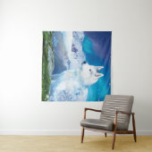Gepersonaliseerde Husky hond met bergen Wandkleed (In Situ (horizontaal))