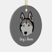 Gepersonaliseerde Husky met verschillende oogkleur Keramisch Ornament (Rechts)