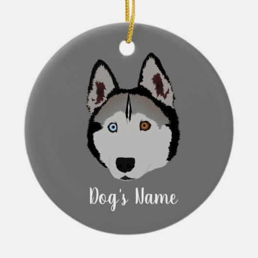 Gepersonaliseerde Husky met verschillende oogkleur Keramisch Ornament (Voorkant)