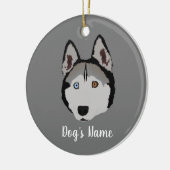 Gepersonaliseerde Husky met verschillende oogkleur Keramisch Ornament (Links)