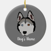Gepersonaliseerde Husky met verschillende oogkleur Keramisch Ornament (Achterkant)