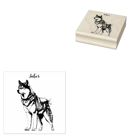 Gepersonaliseerde husky rubberstempel (Gestempeld)