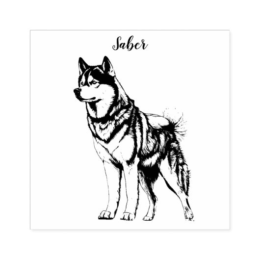 Gepersonaliseerde husky rubberstempel (Afrduk)
