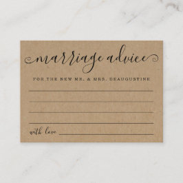 Gepersonaliseerde Huwelijksadvies Kaarten - Rustic Contactkaartje
