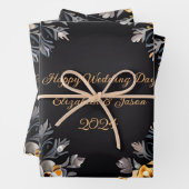 Gepersonaliseerde huwelijkscadeau Goud & Zilver Inpakpapier Vel (In situ)