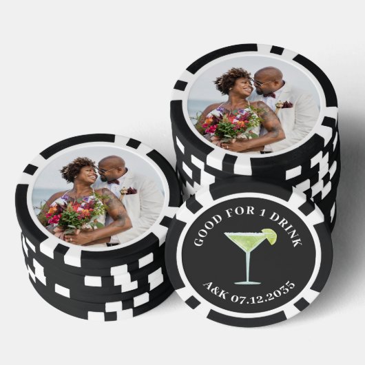 Gepersonaliseerde huwelijksfoto Goed voor één Drin Poker Chips (Opstapeling)