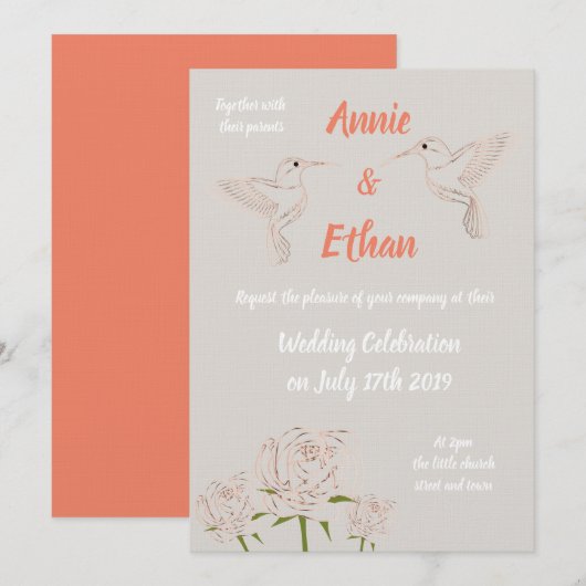 Gepersonaliseerde huwelijksuitnodiging kaart (Voorkant / Achterkant)