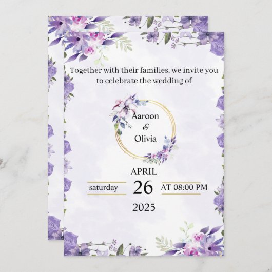 Gepersonaliseerde huwelijksuitnodiging Kaarten - v (Voorkant / Achterkant)