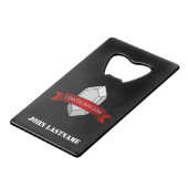 Gepersonaliseerde "I Date Zircons" Banner Creditkaart Flessenopener (Achterkant Gekanteld)