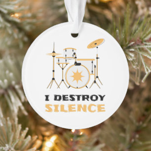 Gepersonaliseerde I Destroy Silence Funny Drummer Ornament