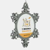 Gepersonaliseerde I Destroy Silence Funny Drummer Tin Sneeuwvlok Ornament (Links)