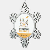 Gepersonaliseerde I Destroy Silence Funny Drummer Tin Sneeuwvlok Ornament (Rechts)