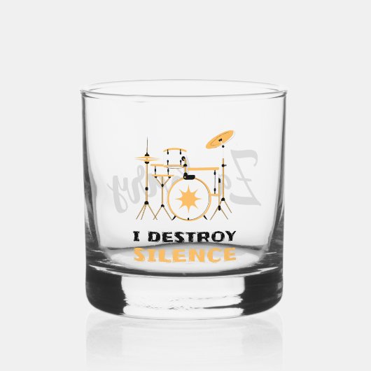 Gepersonaliseerde I Destroy Silence Funny Drummer Whisky Glas (Voorkant)